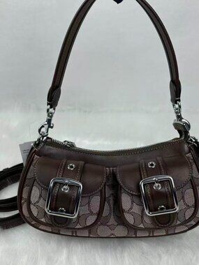 COACH Ashton Bag In Signature Jacquard Shoulder/Crossbody CBJ00 Silver/Oak/Maple